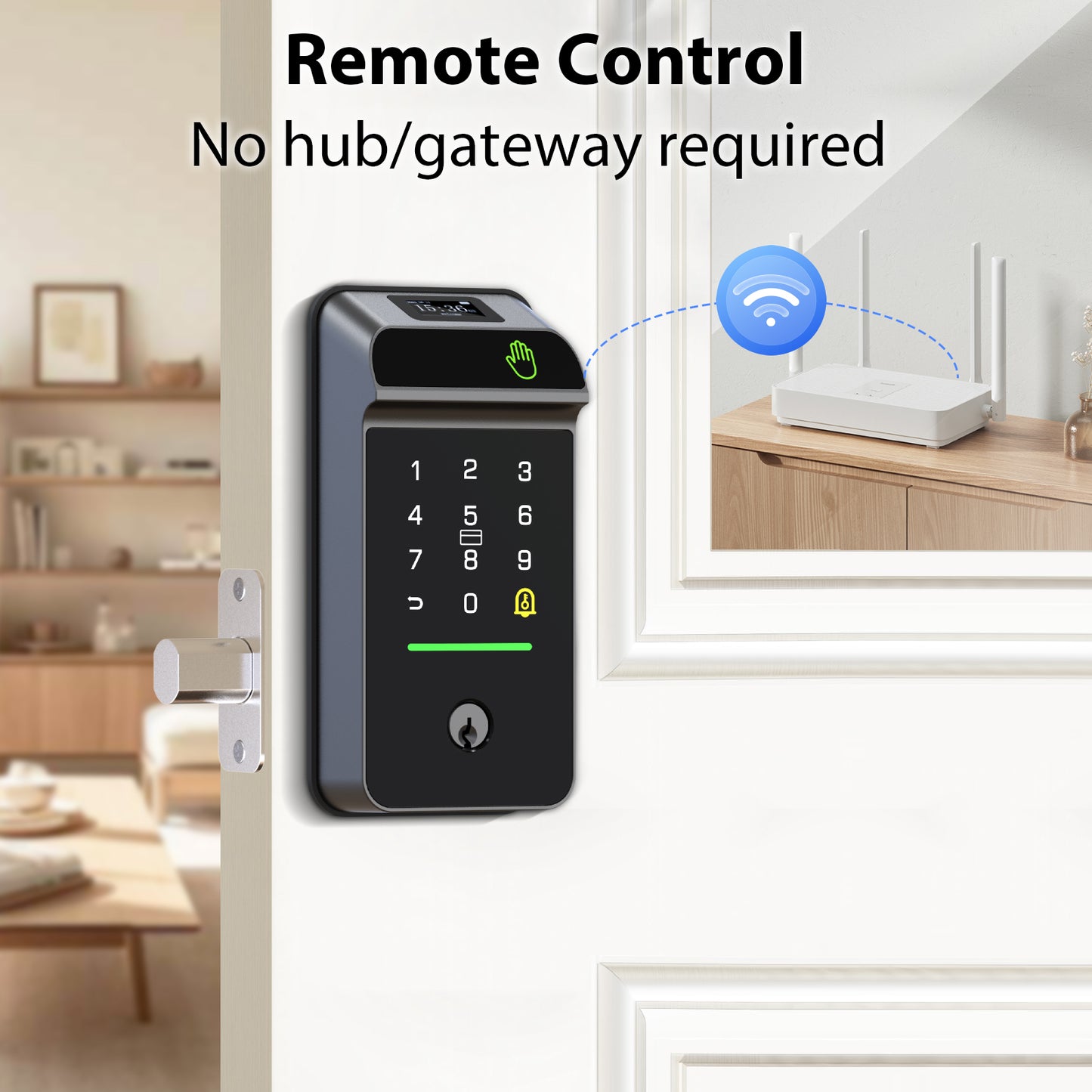 Palm Vein Smart Door Lock Built-in WiFi, 6 in 1 Keyless Entry Door Lock with App Remote Alexa Control Auto Lock Rechargeable Battery, Waterproof Front Door Deadbolt No hub No Drilling