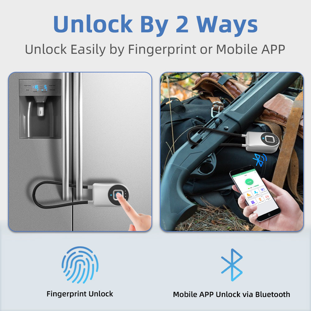 Cord Padlock, Fingerprint Cable Lock 38MM, Phone App Padlock, Customizable laser engraving patterns and text